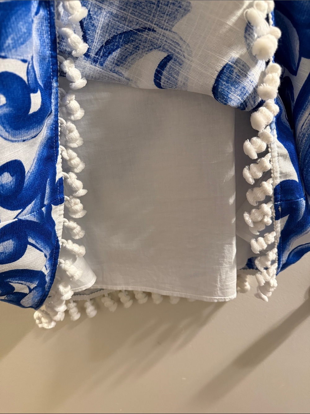 Blue & White Sleeveless Tassel Hem Shift Dress - Picture 3 of 7